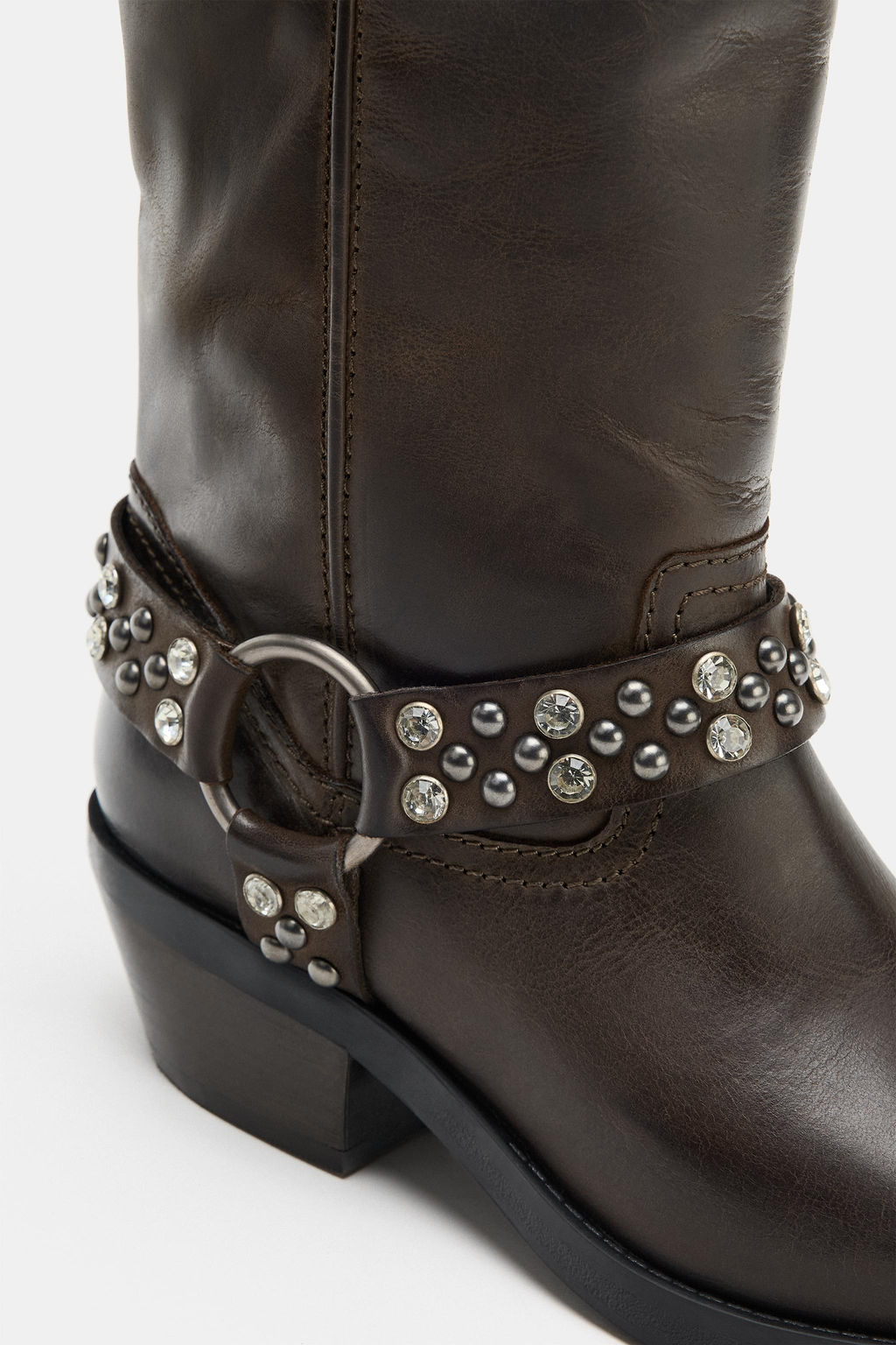 BOTA PLANA APLIQUES PIEL / Marr?n - Zara фото 7