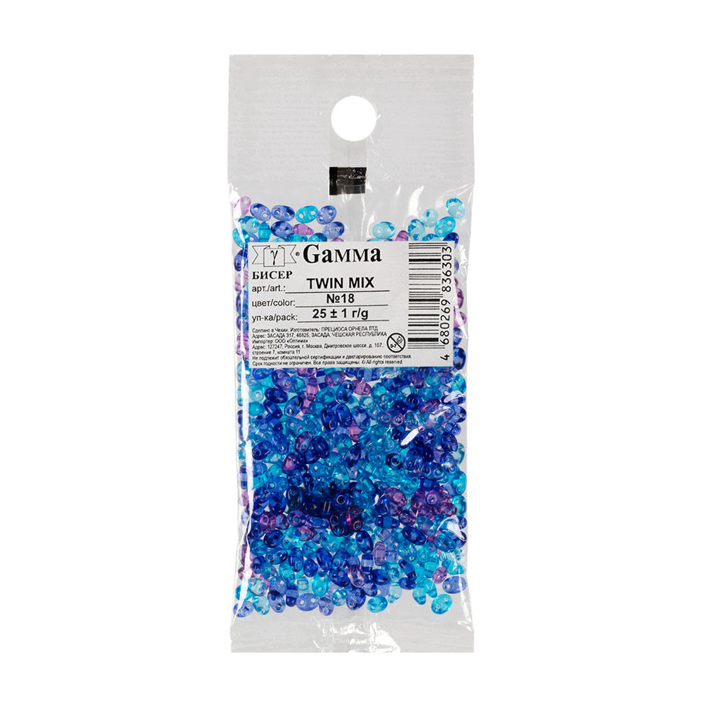 Бисер Чехия GAMMA TWIN MIX 2.5 x 5 мм 25 г 1-й сорт - Zlatka фото 3