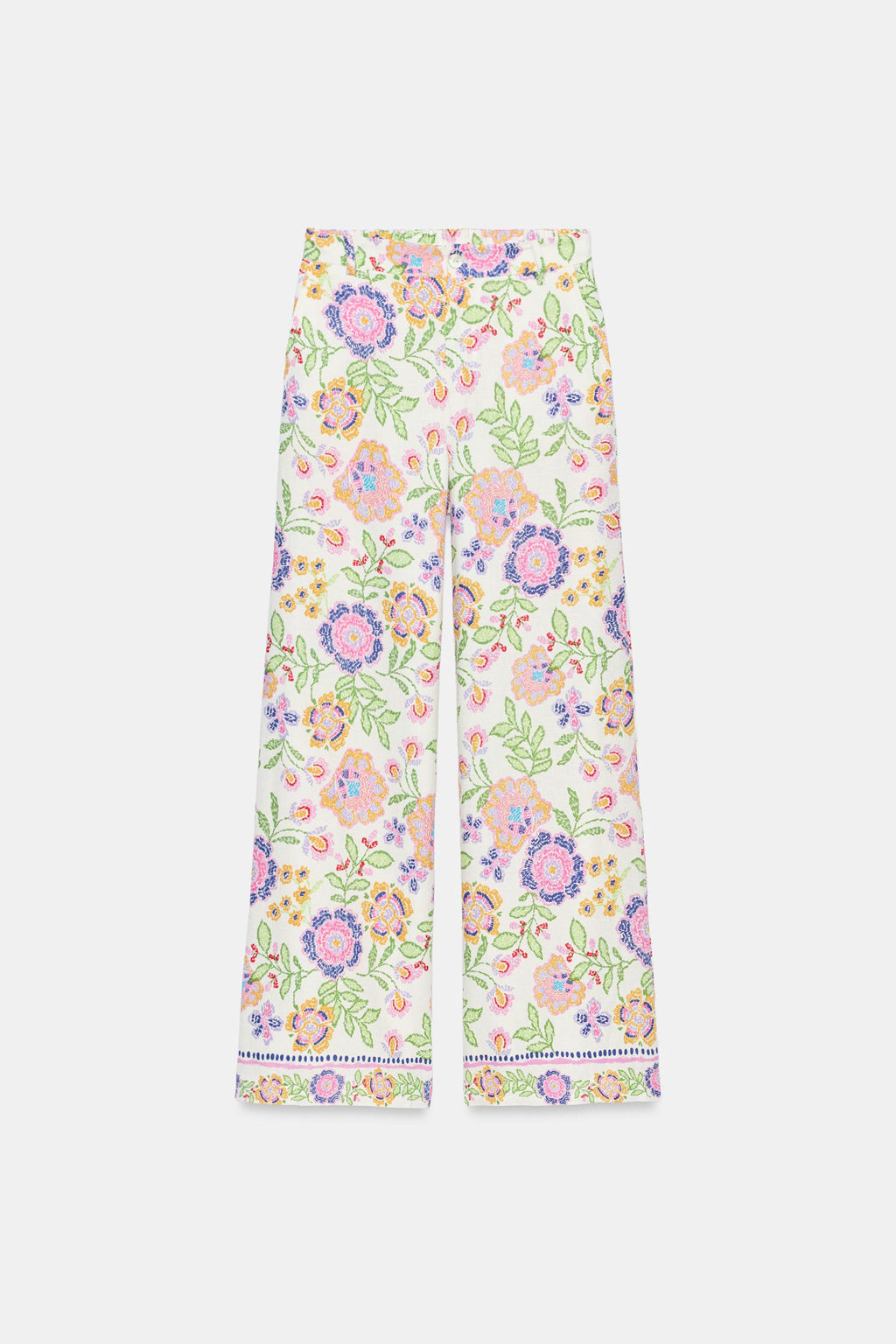 PANTAL?N ESTAMPADO FLORAL CON LINO / Multicolor - Zara фото 5