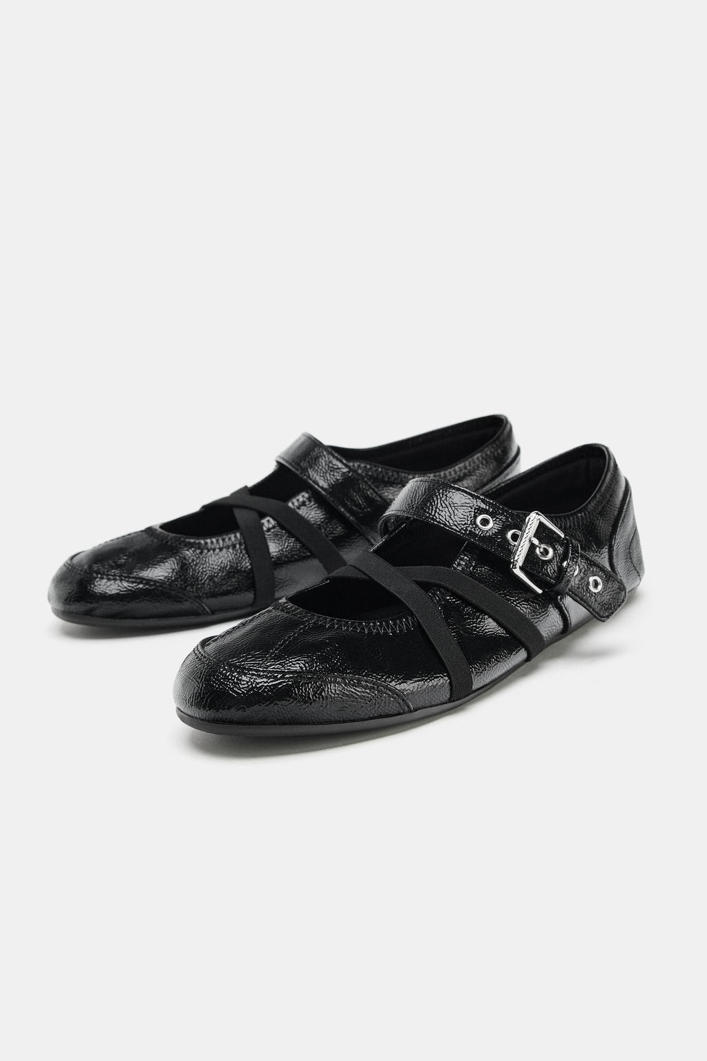 BAILARINA EFECTO ACHAROLADO HEBILLAS / Negro - Zara фото 4