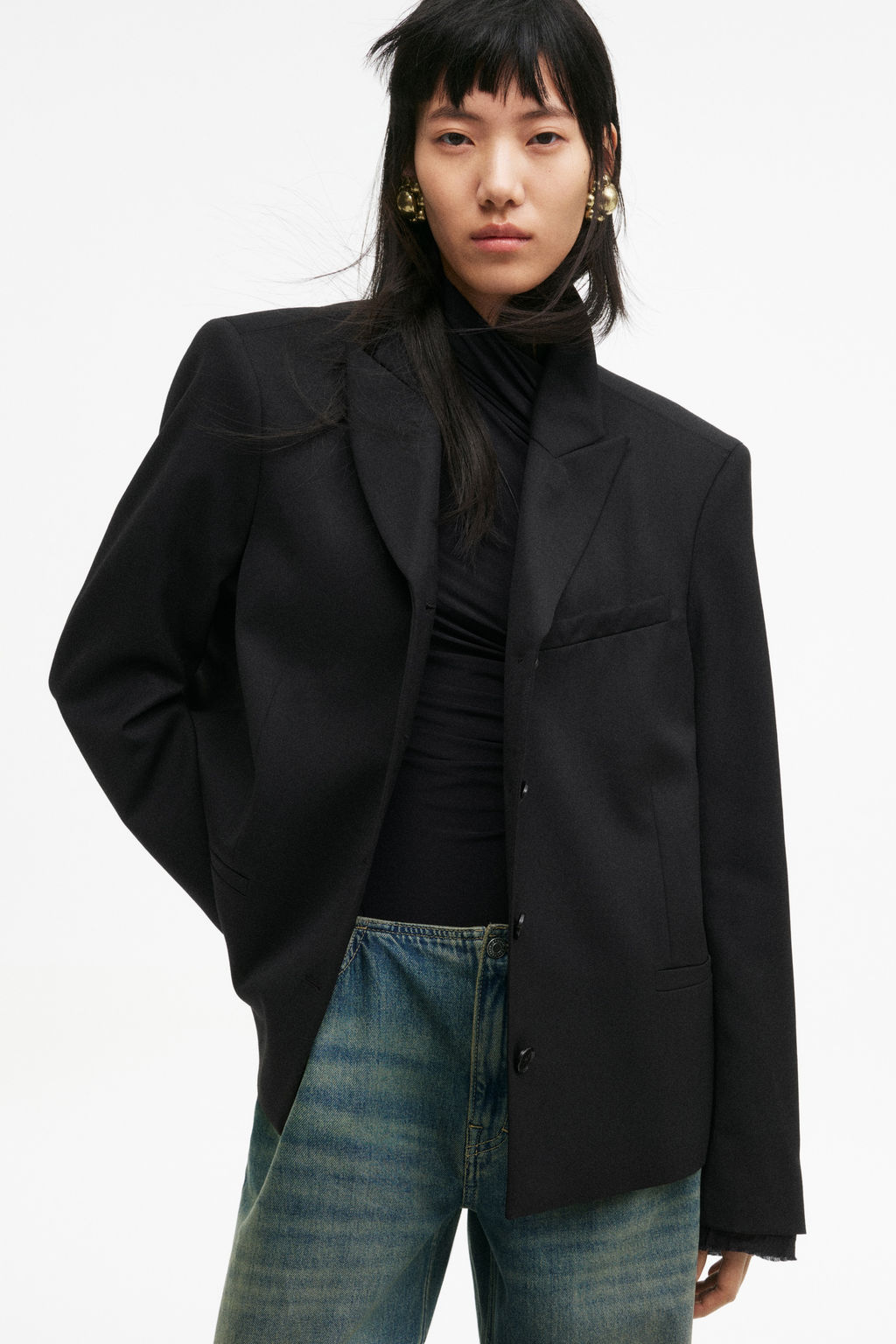 Blazer de botonadura sencilla en mezcla de lana - H&m фото 2