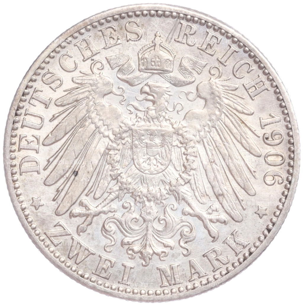 Монета 2 марки 1906 года Германия (Баден) 50 лет свадьбе Фридриха I и Луизы Прусской