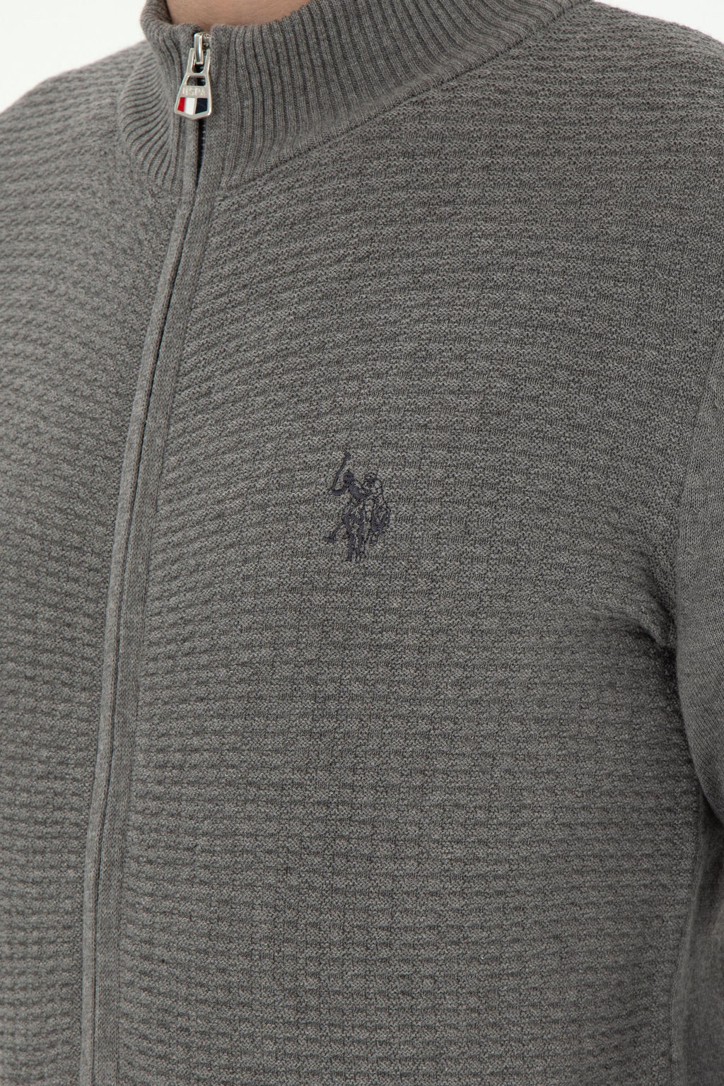 Мужской серый меланжевый базовый трикотажный кардиган Неожиданная скидка в корзине - U.s. polo assn фото 7