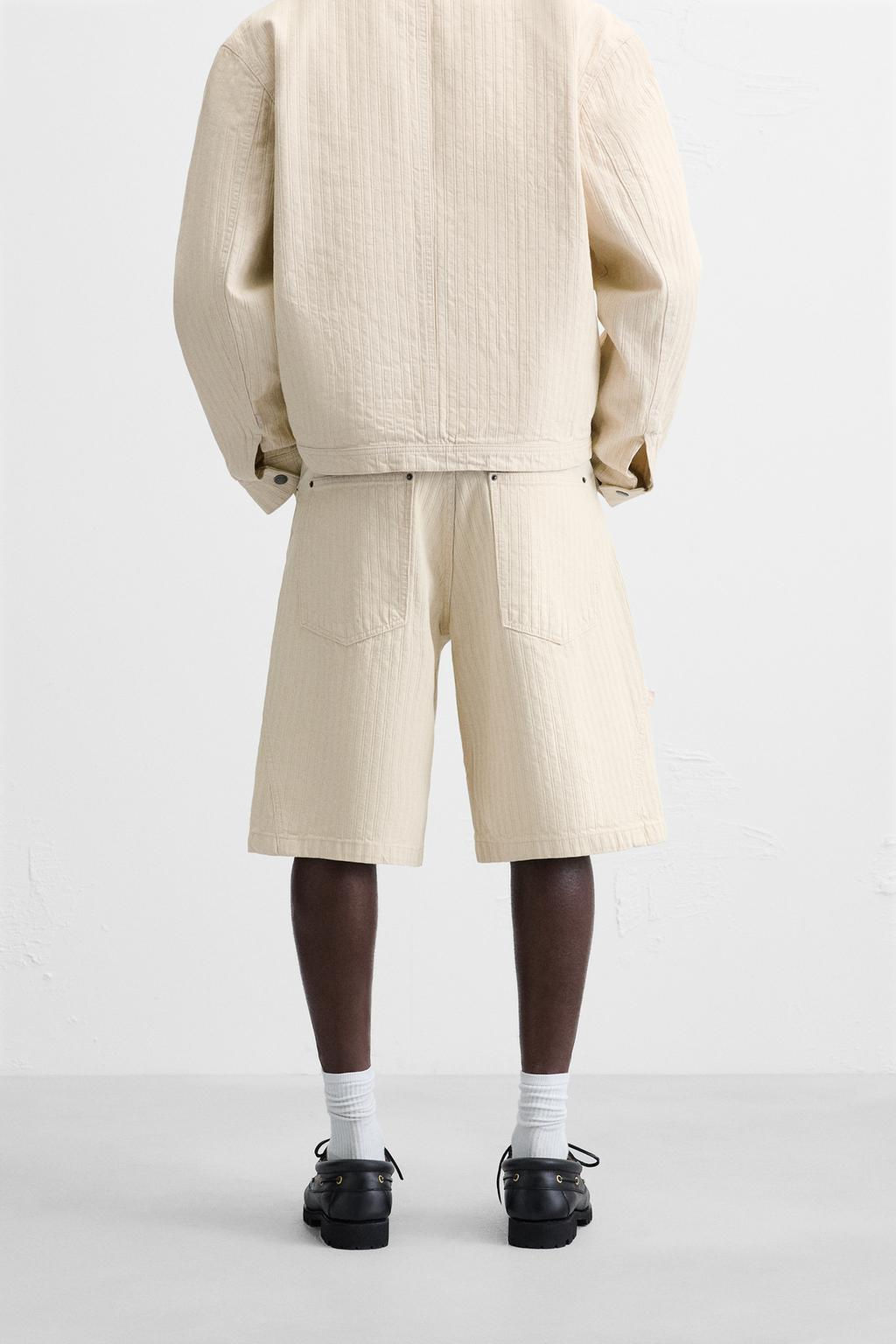 STRIPED TEXTURED BERMUDA SHORTS - Zara фото 3