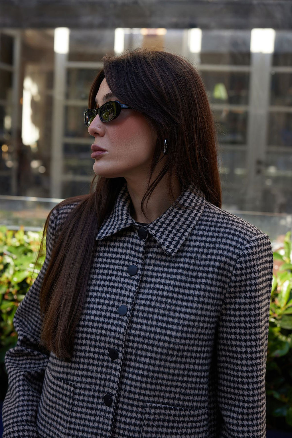 Bej Kazayag? Desenli Crop Dokuma Ceket TWOAW25CE00070