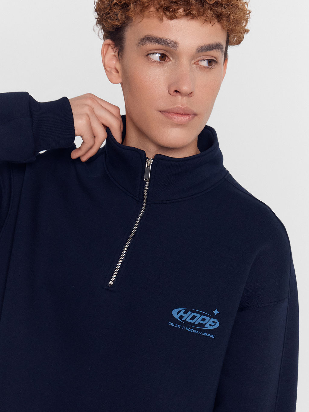 Толстовка мужская синяя с принтом Hope Create Dream Inspire неви +печать 121916 - Mark formelle фото 5