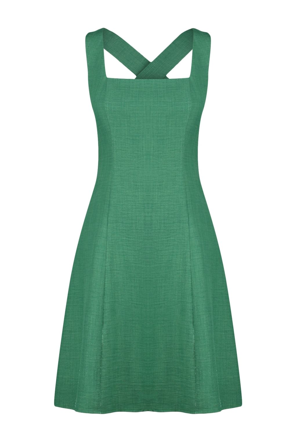 Haki A-Kesim Kare Yaka Mini Dokuma Elbise TWOSS23EL01549 - Trendyolmilla фото 7