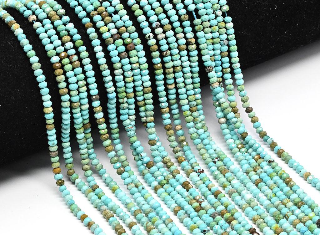 Бусины из бирюзы рондель граненый 3*2мм, 39см, 178 бусин Радуга камня