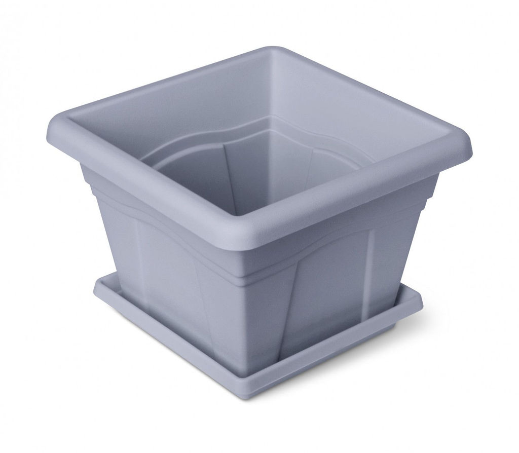 Горшок Квадро с поддоном 12.2л 32х32см серый С165СЕР