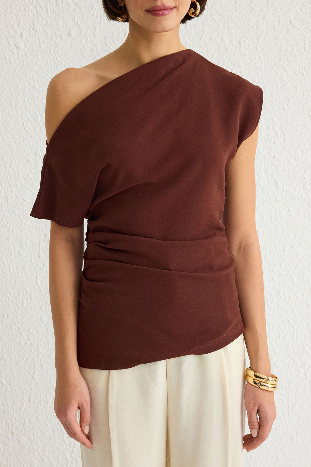 Trendyolmilla Siyah Kay?k Yaka Fitted Dokuma Bluz TWOSS24BZ00353 фото 11