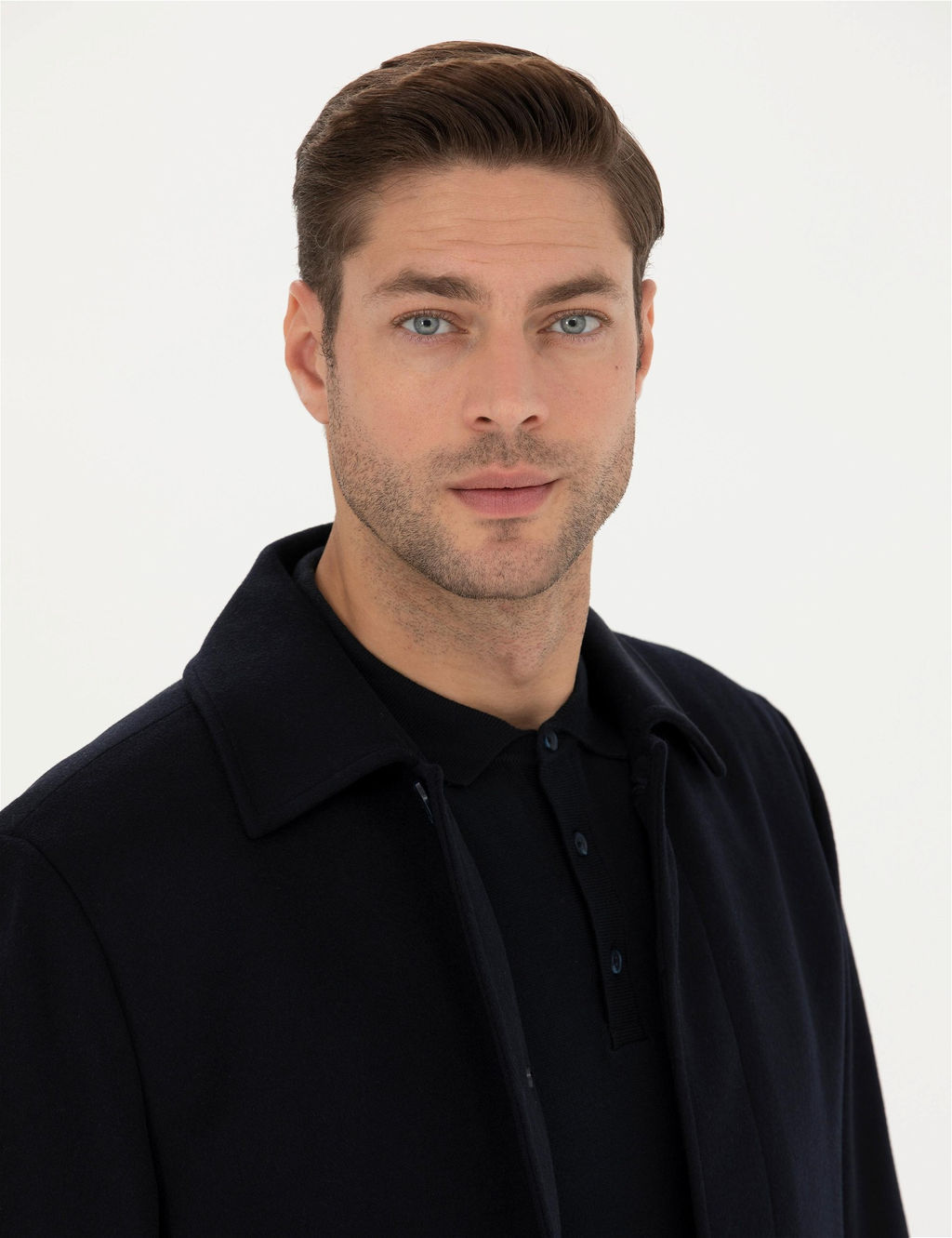 Lacivert Y_n Kar___ml_ Slim Fit Ka_e Kaban - Pierre cardin фото 2