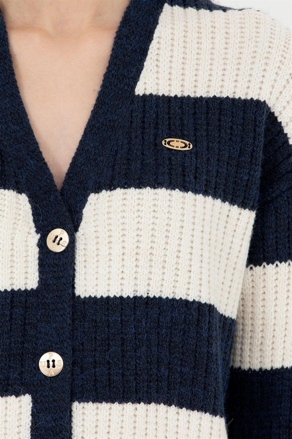 Женский темно-синий трикотажный кардиган - U.s. polo assn фото 7