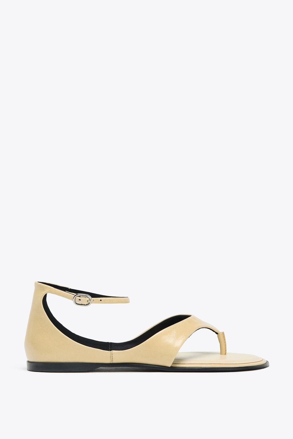 LEATHER TOE POST SANDALS - Zara фото 8