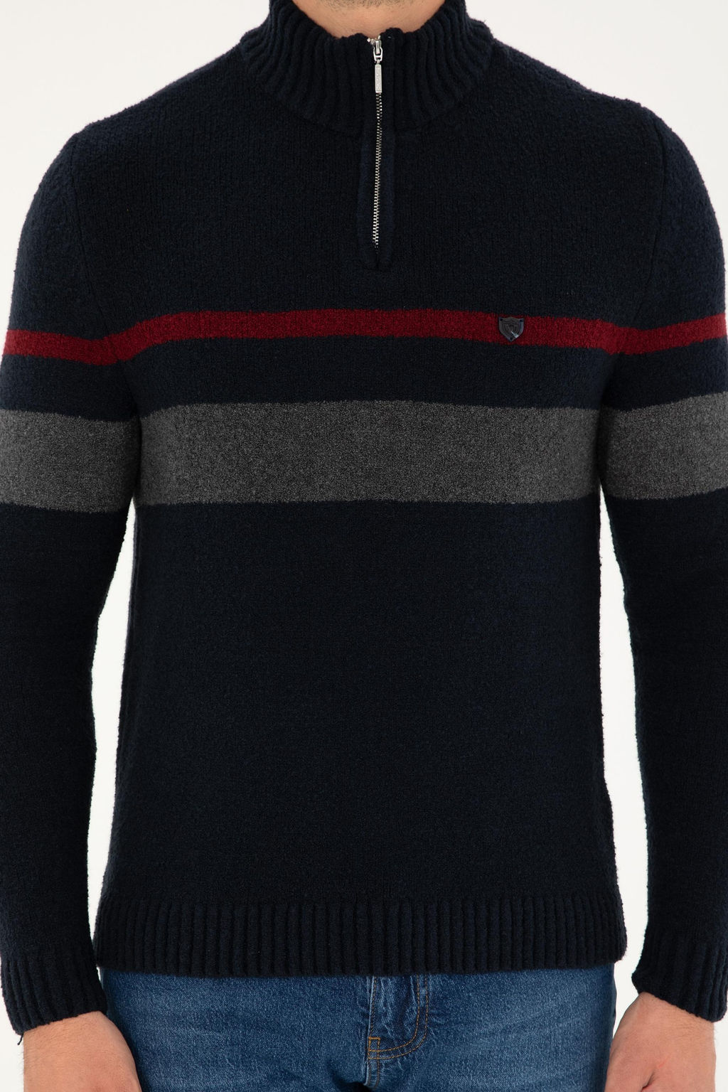 U. S. Polo Assn / Мужской темно-синий трикотажный свитер с высоким воротником - U.s. polo assn фото 6