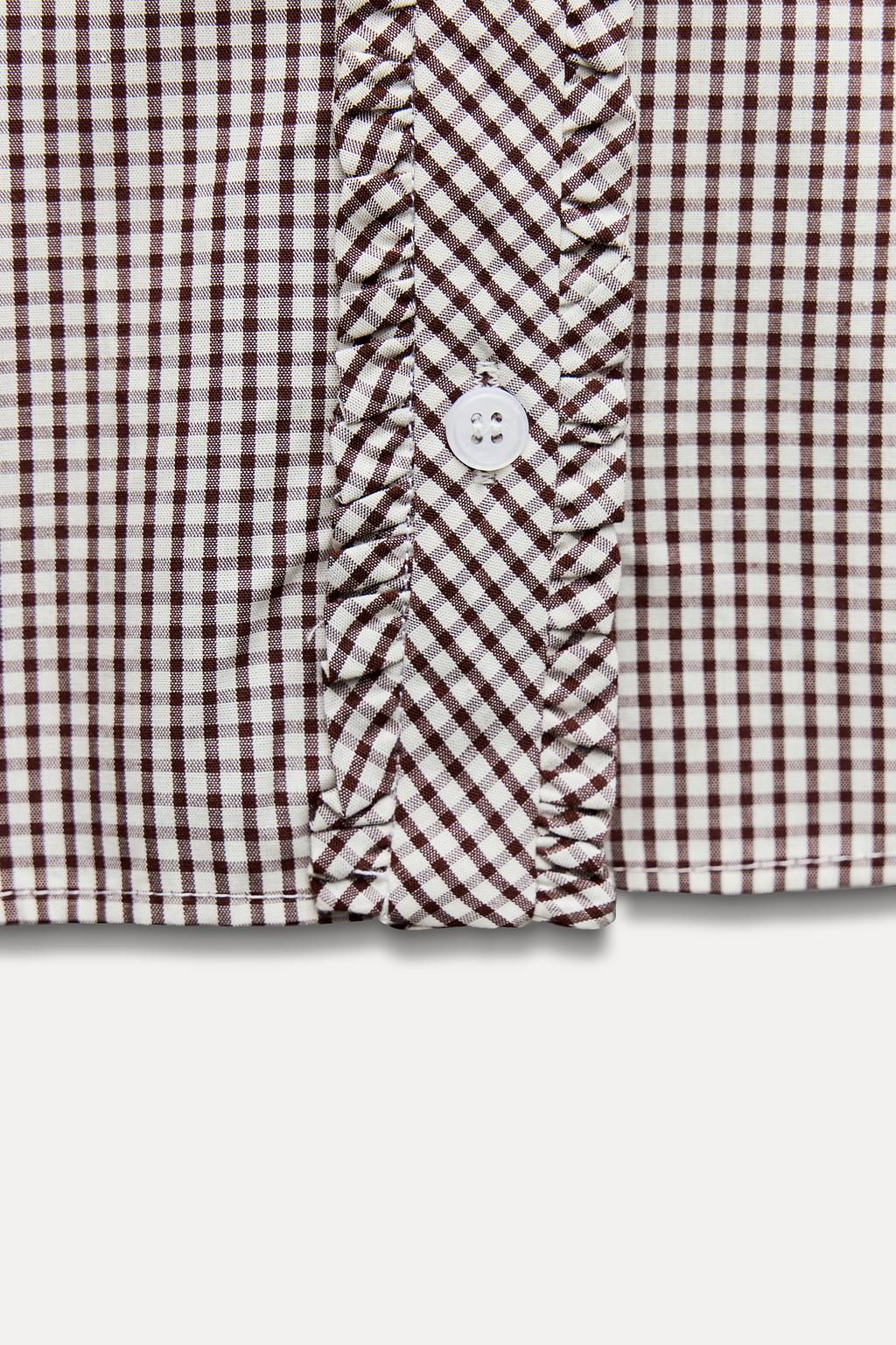 GINGHAM CHECK SHIRT WITH PETER PAN COLLAR - Zara фото 5