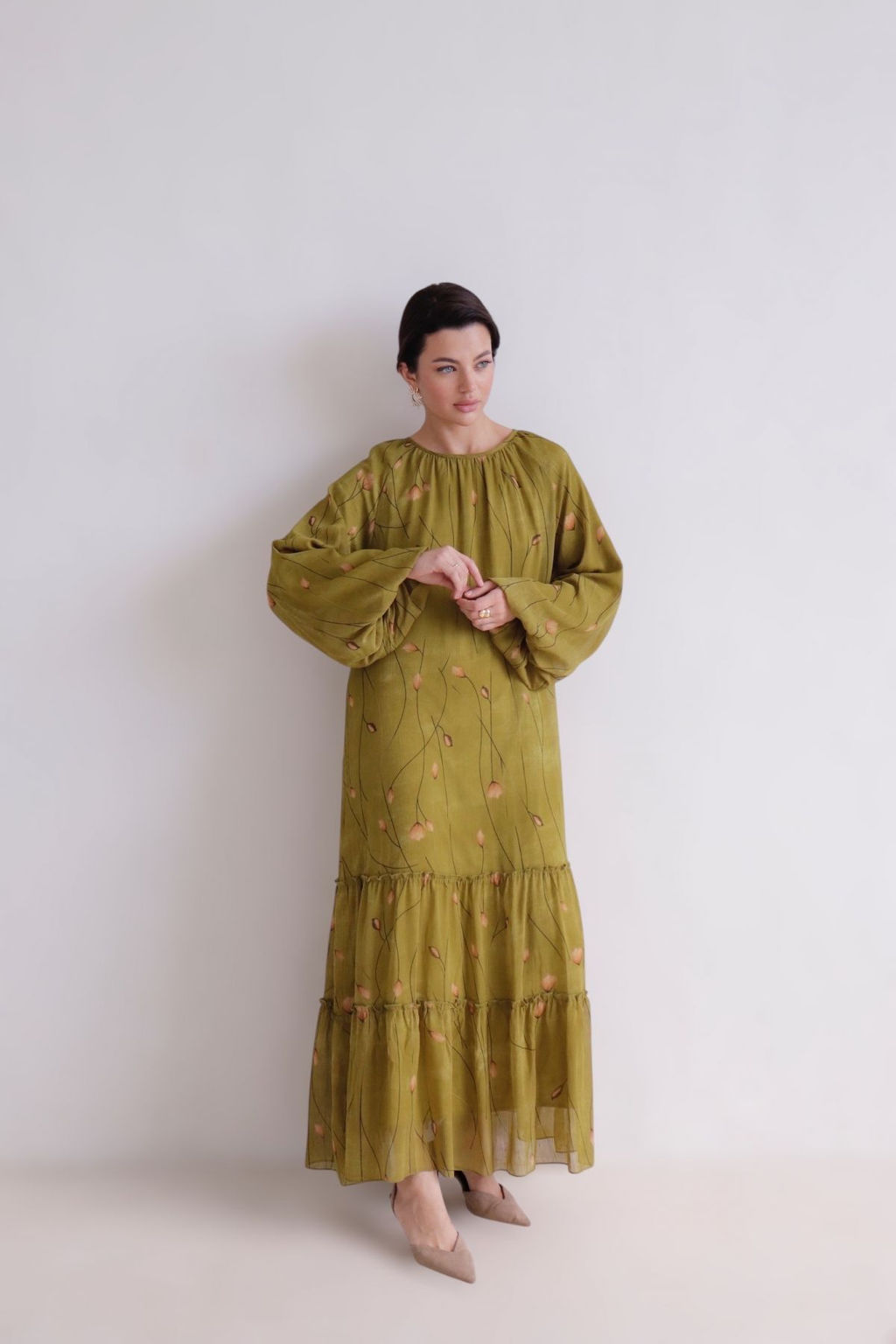 Martichelli Платье хаки с цветочным принтом  фото 10