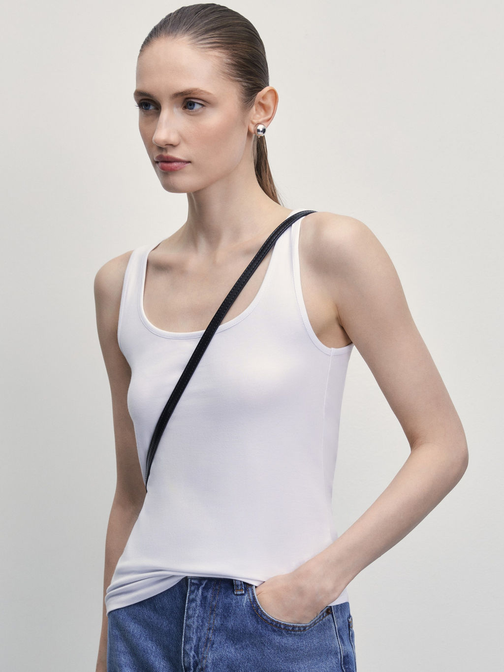 Базовый топ из эластичного хлопка / Zarina  фото 7