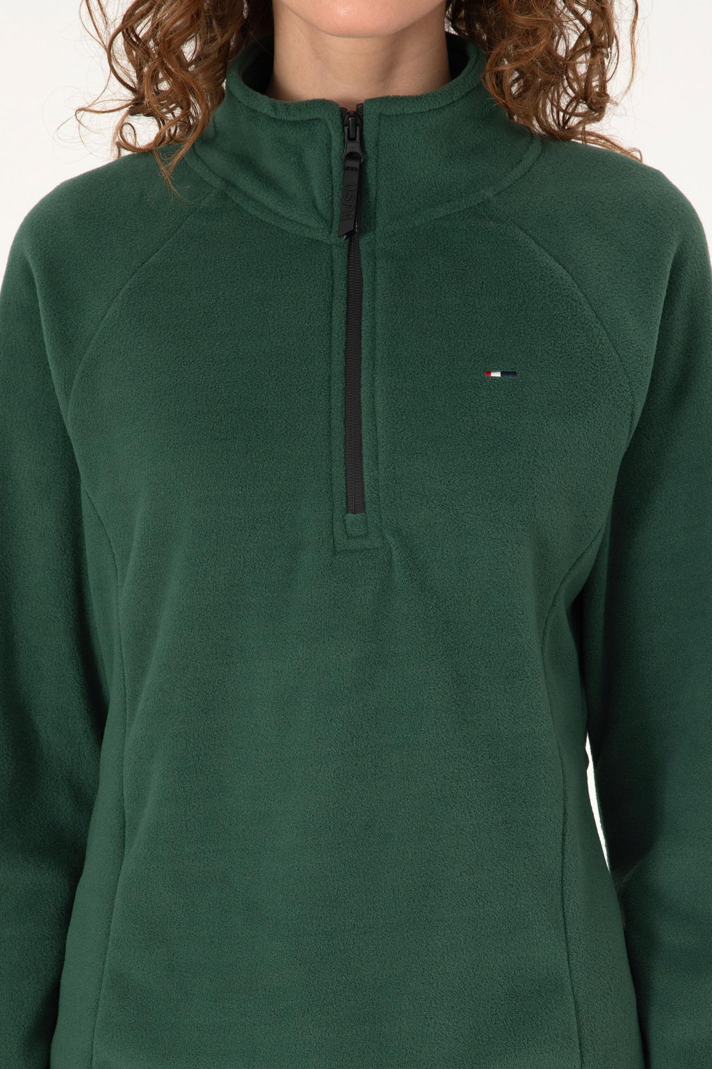 Kad_n Koyu Ye_il Fermuarl_ Dik Yaka Polar Sweatshirt - U.s. polo assn фото 6