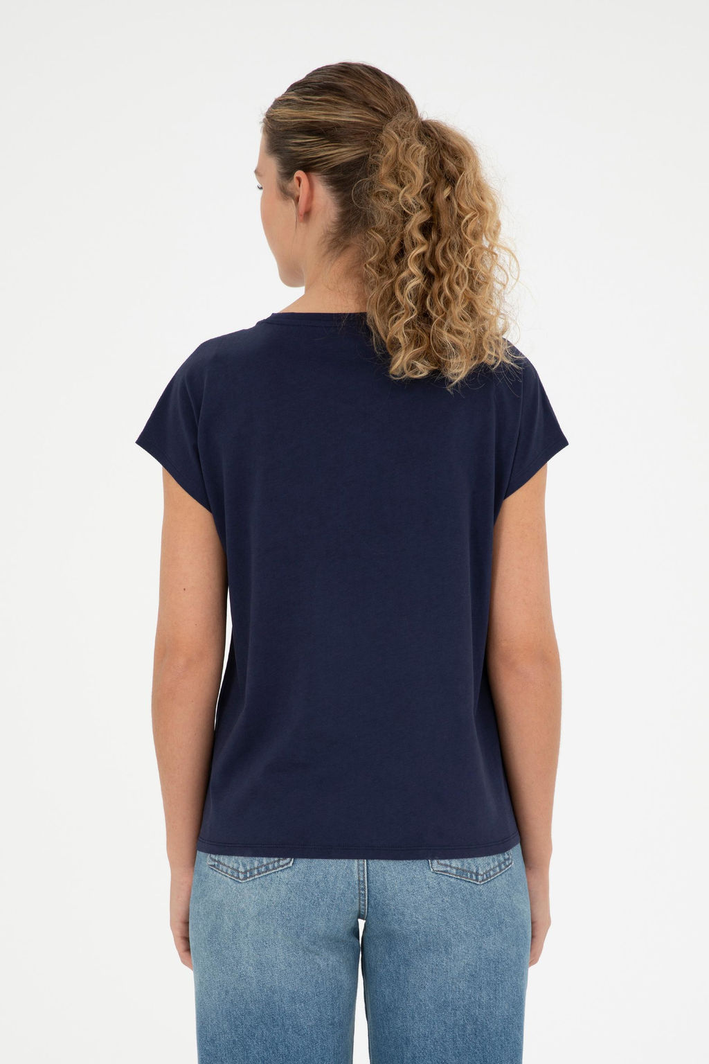 Женская темно-синяя футболка с круглым вырезом - U.s. polo assn фото 12