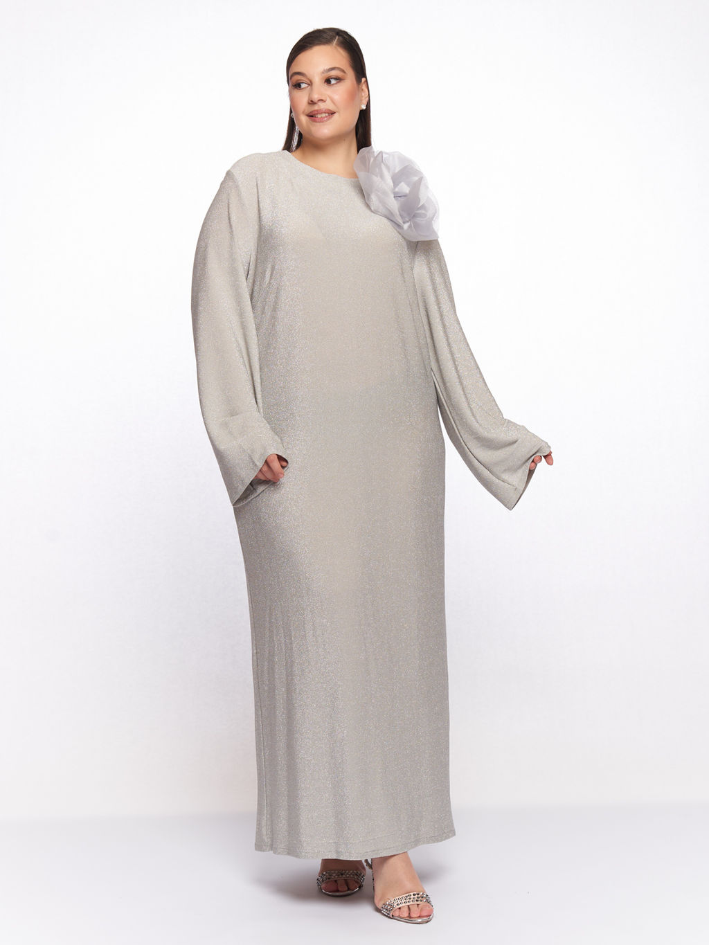 Серое платье с люрексом PP51727GRY24 - Артесса фото 11