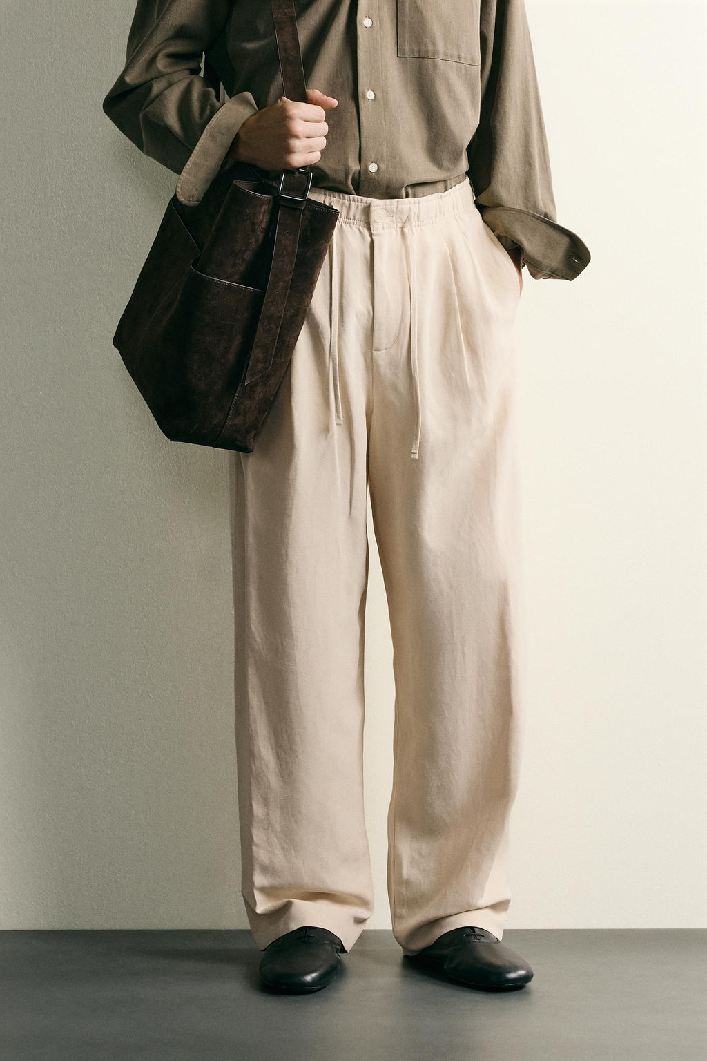 PANTAL?N RELAXED FIT VISCOSA - LINO / Crudo - Zara фото 2