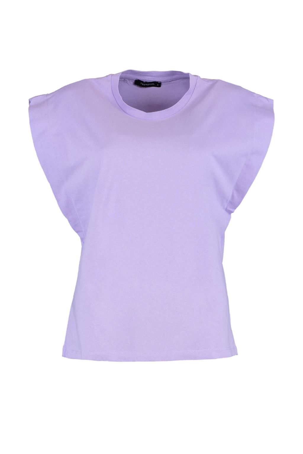 Lila %100 Pamuk Vatka Gorunumlu Basic Bisiklet Yaka Orme T-Shirt TWOSS20TS0021