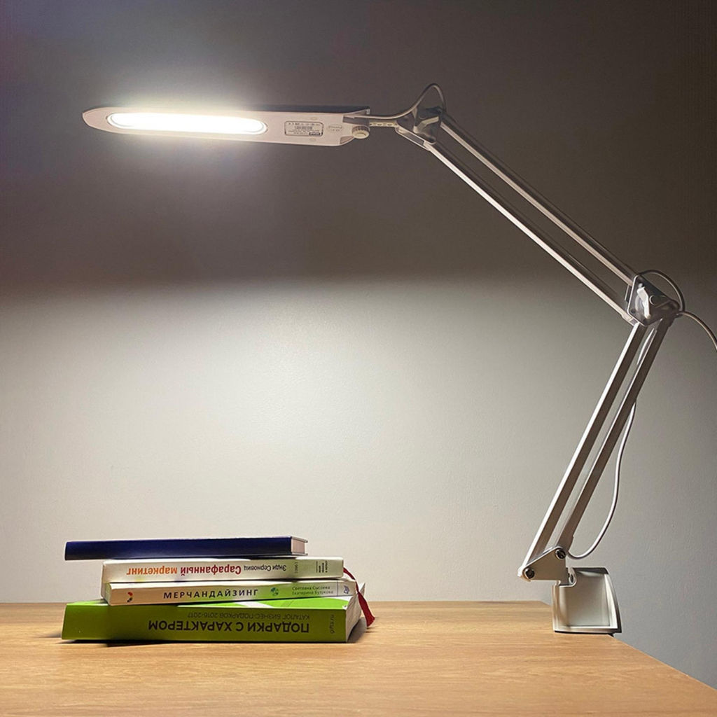 TLD-524 White/8W/Светильник настольный на струбцине/LED/500Lm/4500K/Dimmer/Цвет-белый