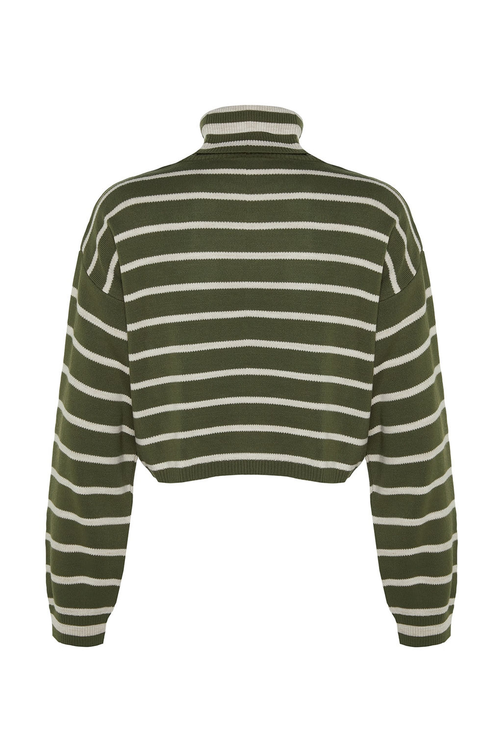 TRENDYOLMILLA Haki Cizgili Crop Triko Kazak TWOAW24KZ00627