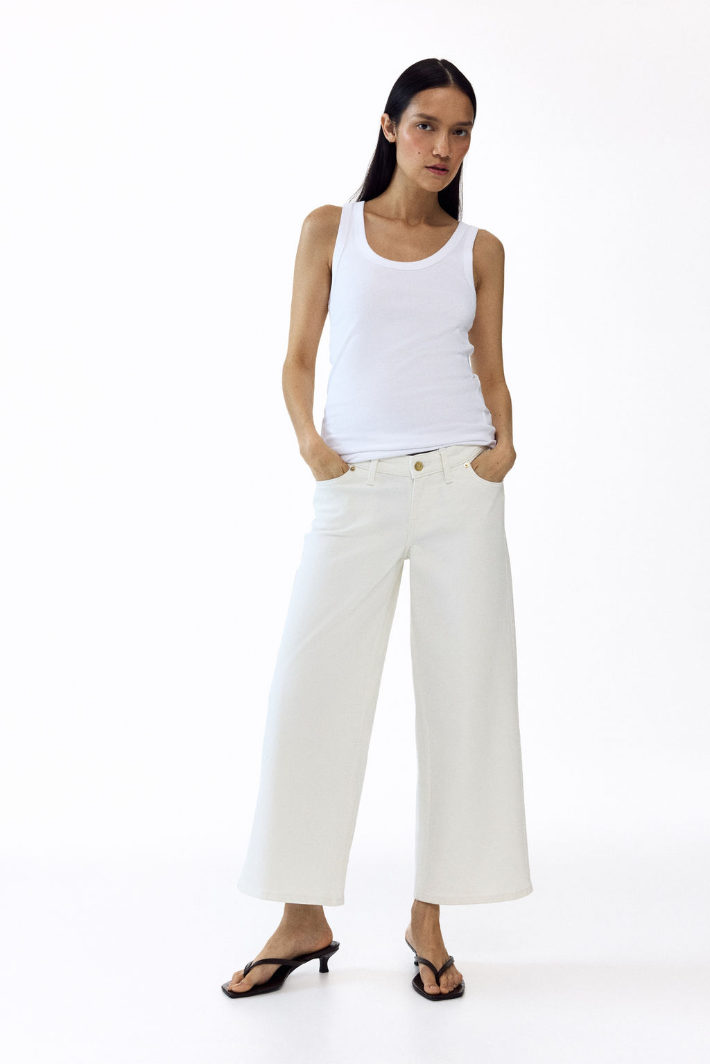MAMA Wide Low Waist Ankle Jeans - H&m фото 9