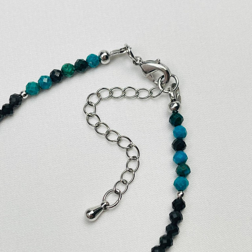 Браслет из Обсидиана и Хризоколлы 18,5 см +