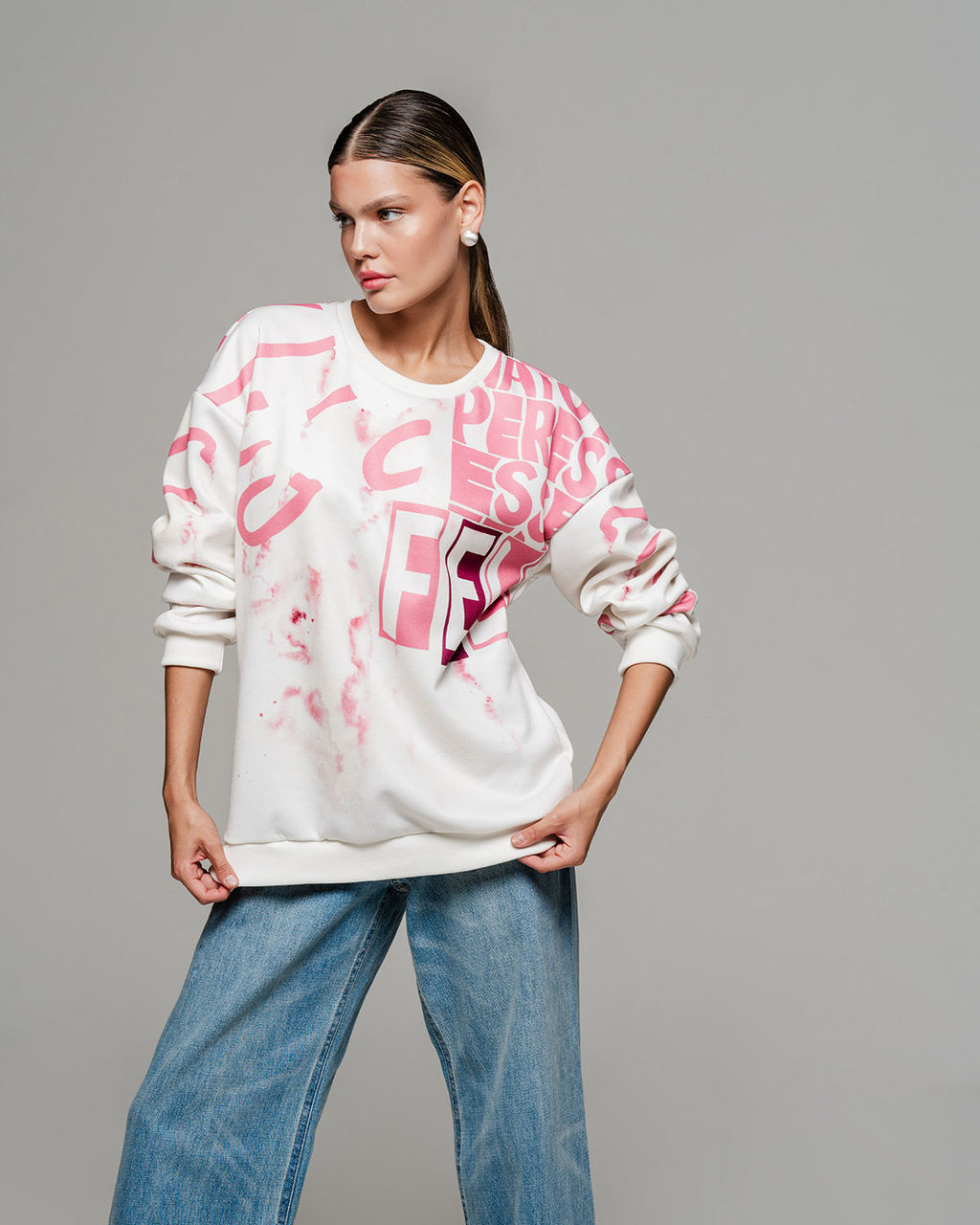 УДЛИНЁННЫЙ СВИТШОТ С ПРИНТОМ SNK010 - Sahar art lab фото 9