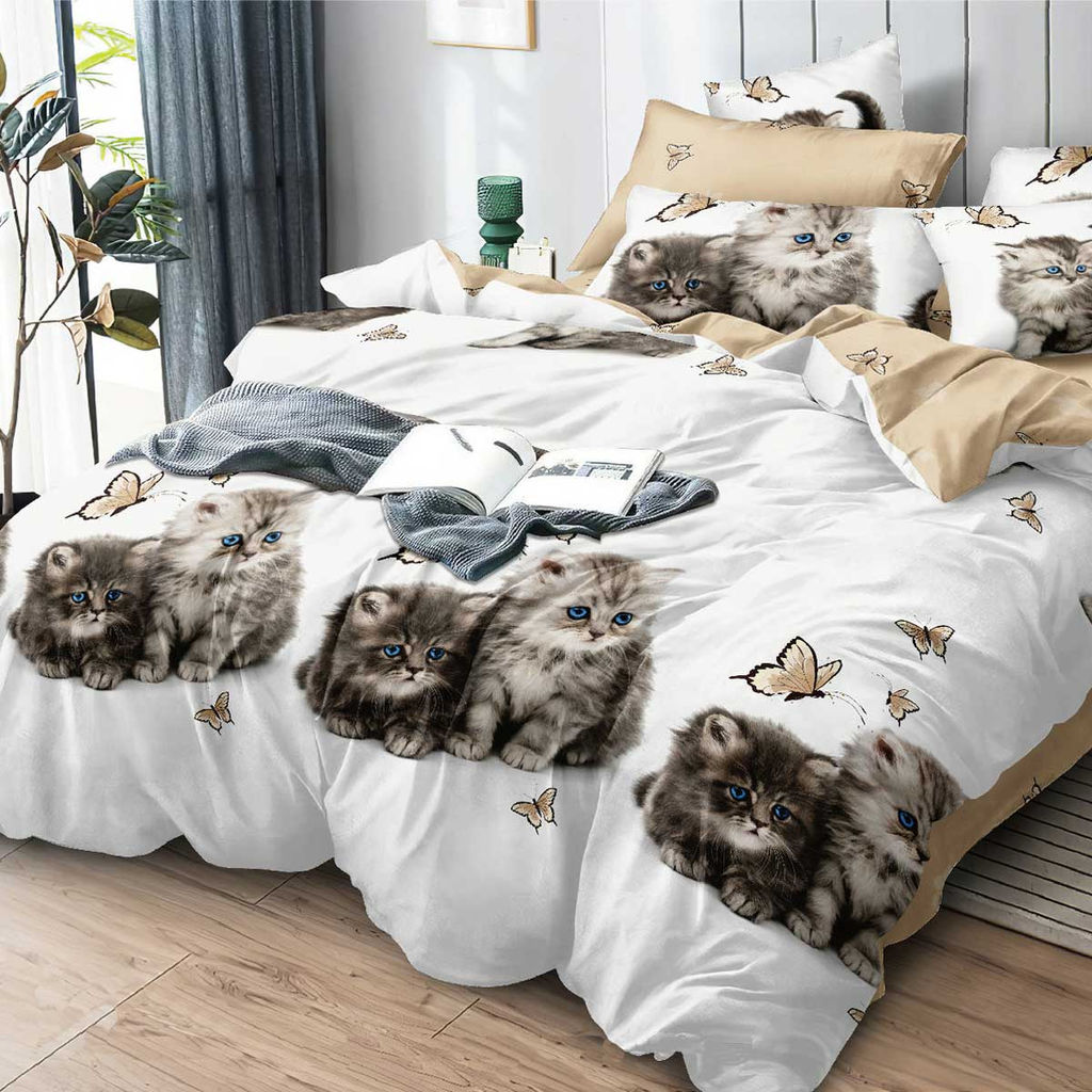 КПБ Поплин Эксклюзив - Котята 2 сп. с Евро простыней (нав.70х70)