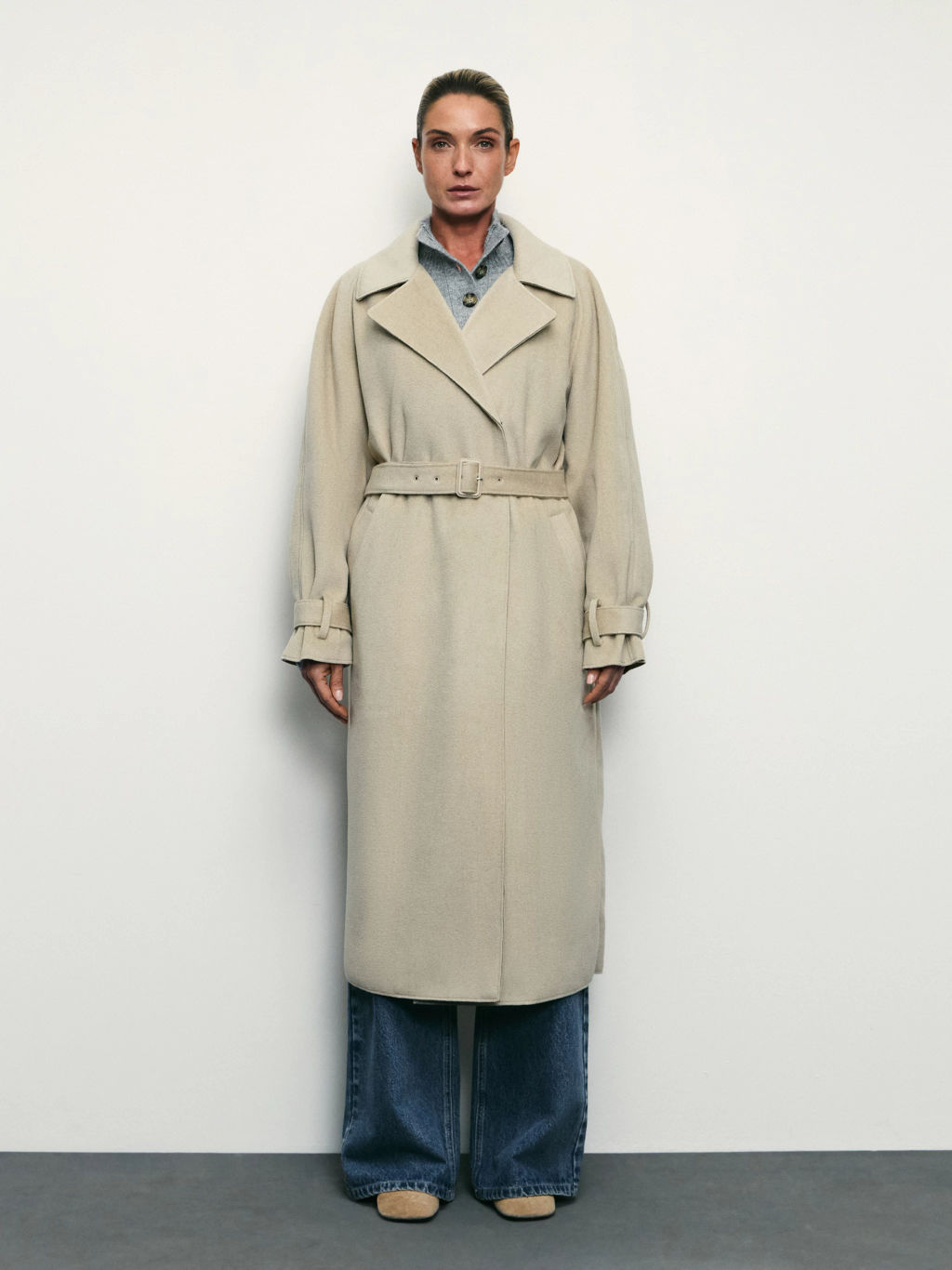 Двубортное пальто с поясом / Zarina фото 3