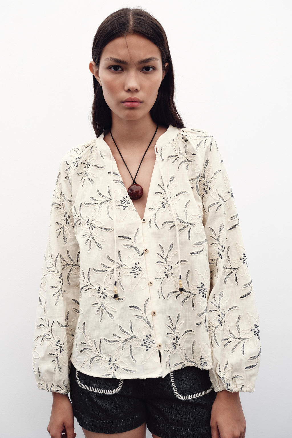 RUSTIC TEXTURED EMBROIDERED BLOUSE - Zara фото 11