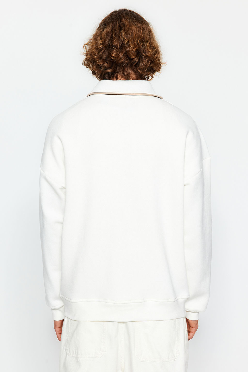 TRENDYOL MAN Vizon Oversize/Genis Kesim Renk Bloklu Ici Polar/S?cak Tutan Sweatshirt TMNAW24SW00130 - Trendyolmilla фото 6