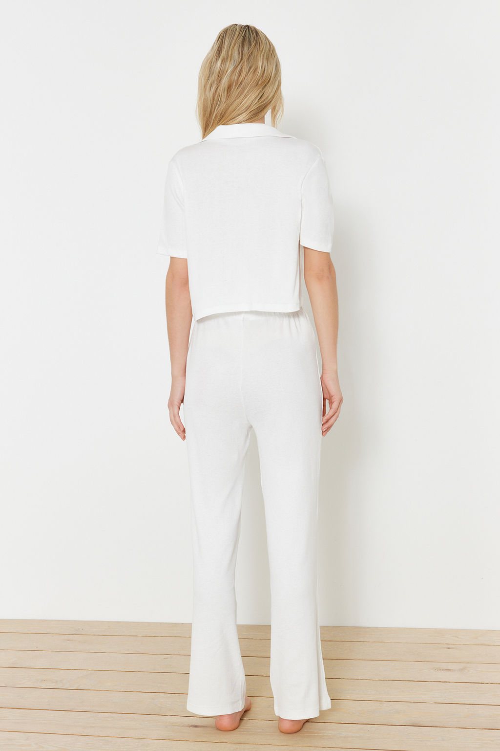 Trendyolmilla Lacivert Ay?c?kl? Fitilli Orme Pijama Tak?m? THMSS21PT0168 фото 6