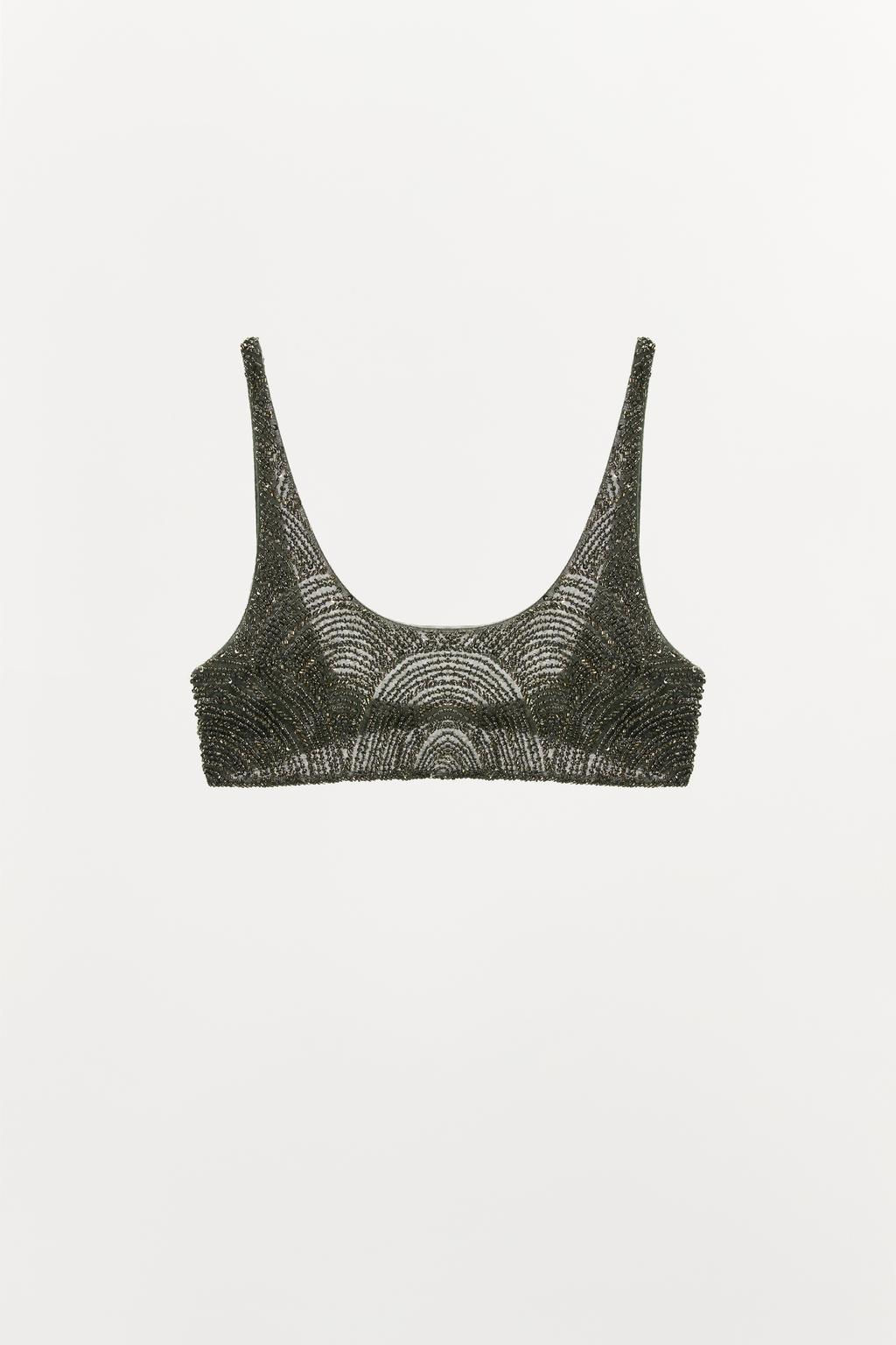SEQUINNED BEADED BANDEAU TOP - Zara фото 4
