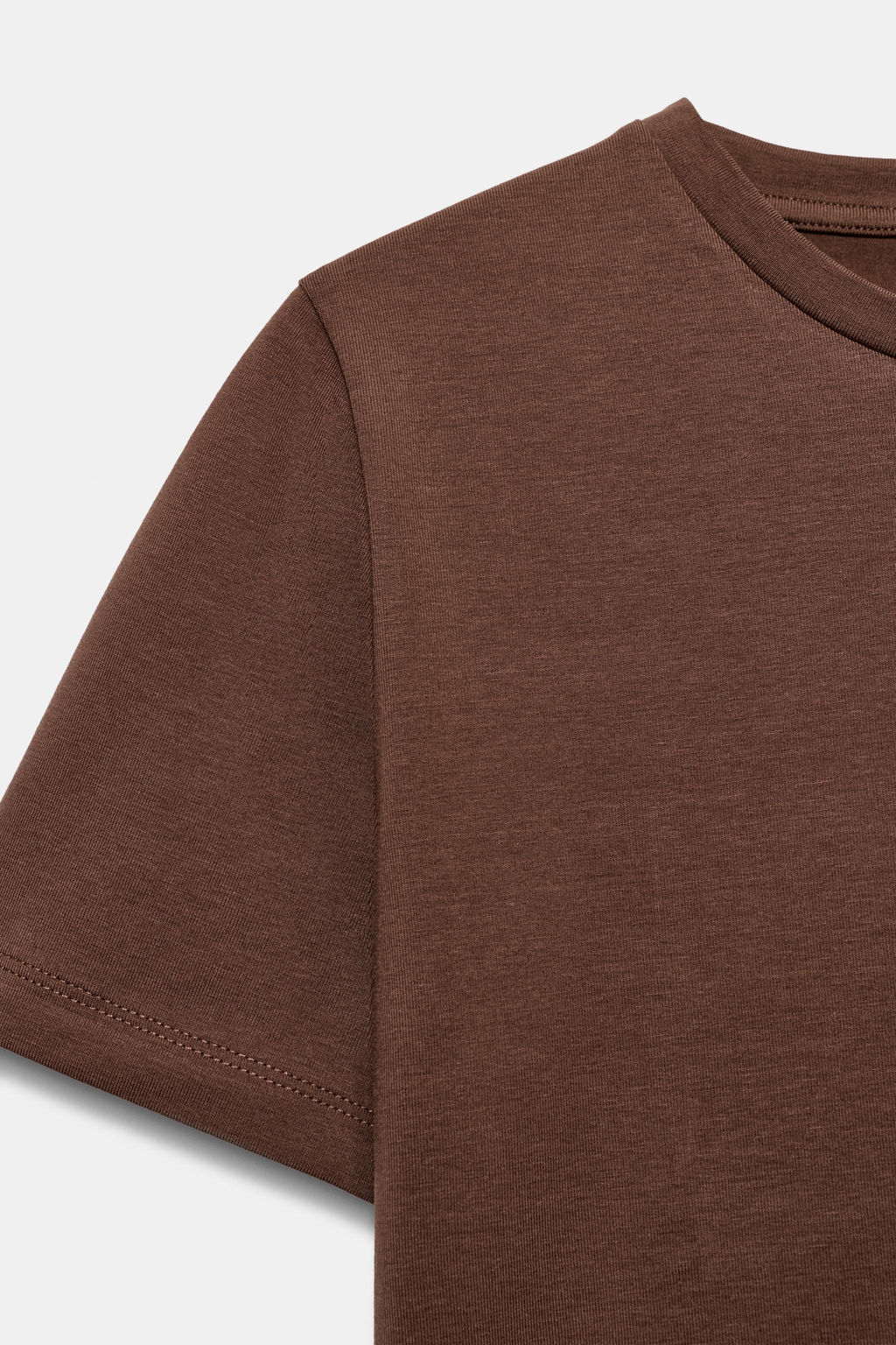 CAMISETA CROPPED MANGA CORTA / Marr?n claro