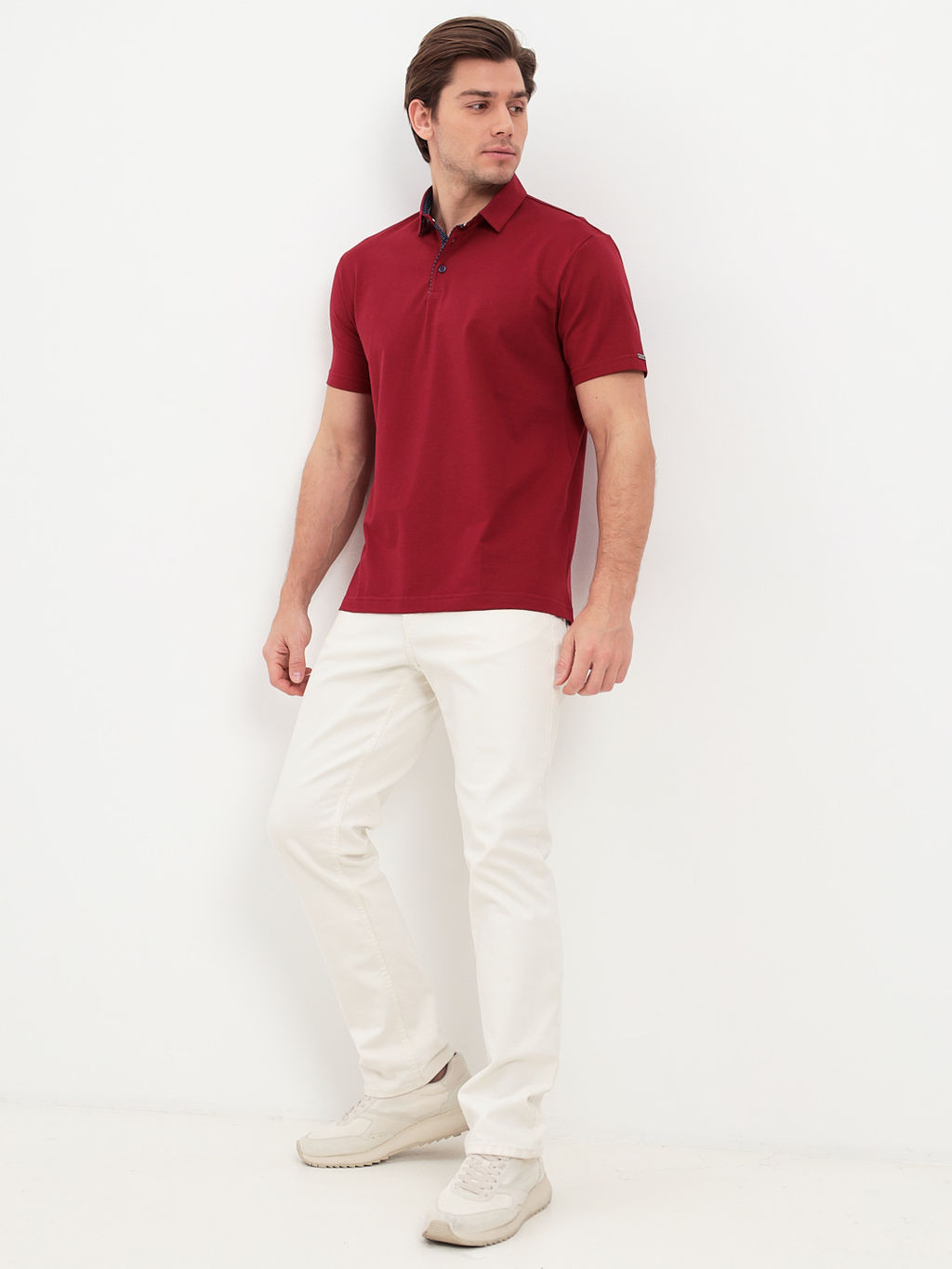 Джемпер мужской с воротником поло короткий рукав GREG G144-KO1246T-SAS5068 (бордо)  фото 6