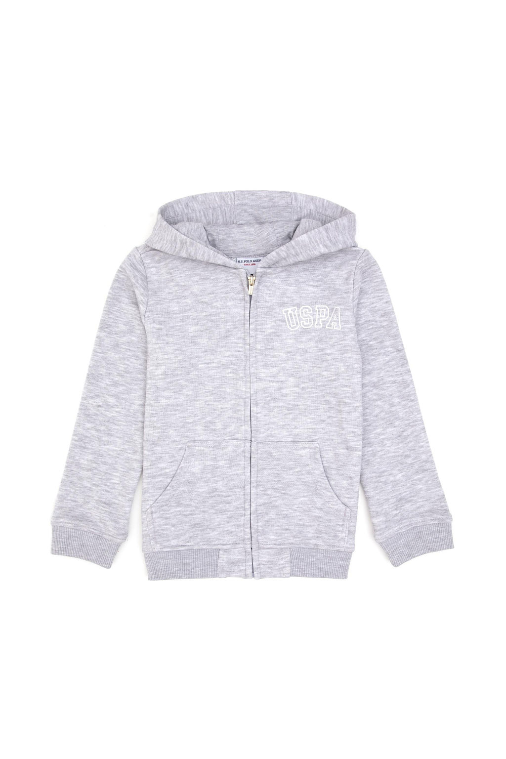 K_z _ocuk A__k Gri Melanj Kap__onlu Fermuarl_ Basic Sweatshirt Sepette S_rpriz _ndirim