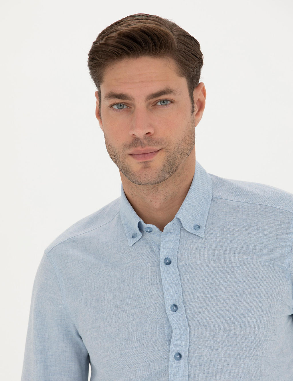 A__k Mavi Slim Fit Uzun Kollu G_mlek