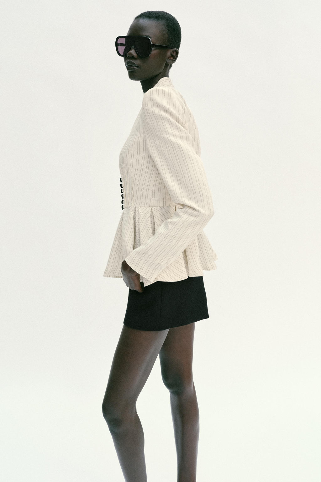 BLAZER RAYAS PEPLUM / Crudo / Marr?n - Zara фото 4