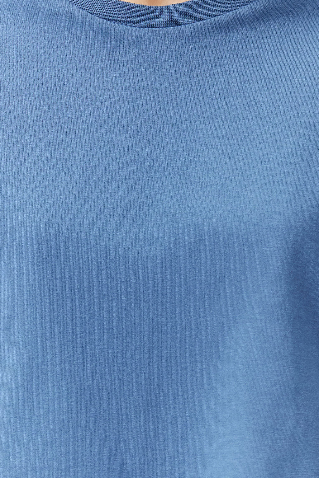 TRENDYOLMILLA Indigo %100 Pamuk Kesik ve Y?rtmac Detayl? Oversize/Rahat Kesim Orme T-Shirt TWOSS24TS00027 фото 9