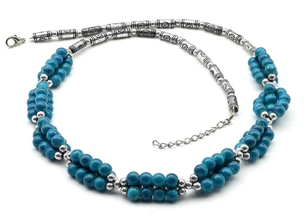 Колье из бирюзы (имитация) шарик 6мм, 58см
