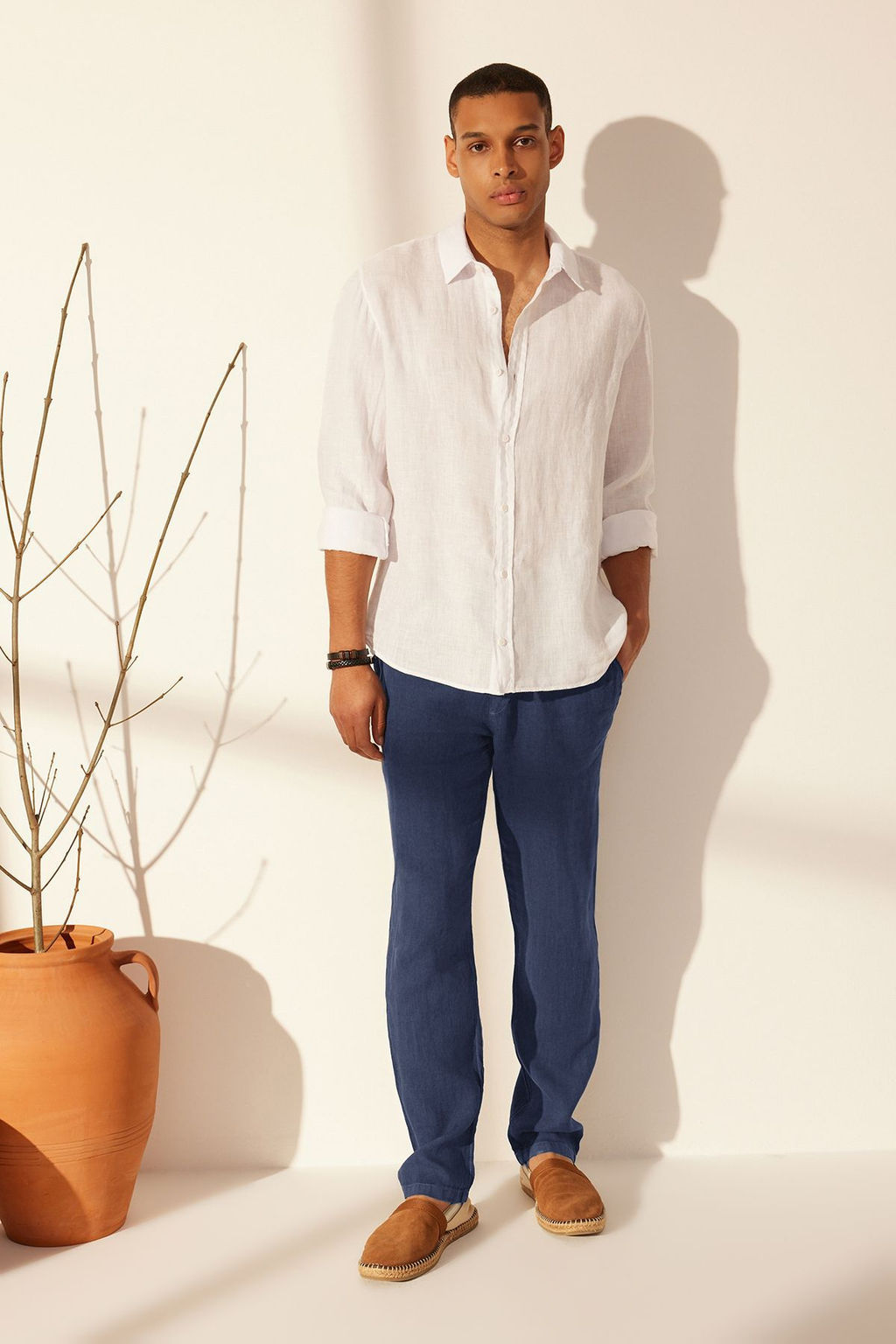 TRENDYOL MAN Premium Gri %100 Keten Straight Fit Lastikli Beli Baglamal? Pantolon TMNSS24PL00018 - Trendyolmilla фото 19