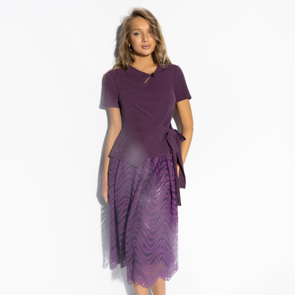 Костюм с юбкой нарядный, Больше чем стиль (2 в 1, фиолетовый)