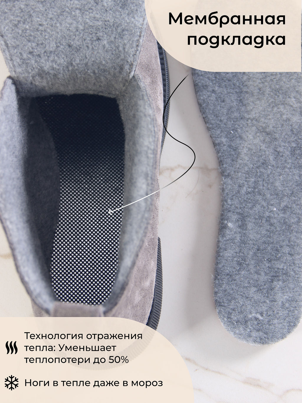 Ботинки 308.патрицияbl.Серый замок замша/байка