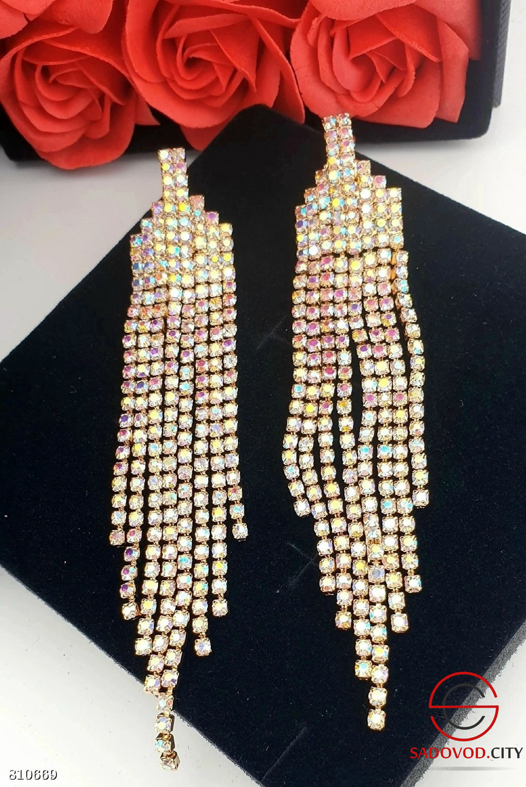 Серьги вечерние длинные висячие блестящие со стразами - Bruno фото 6