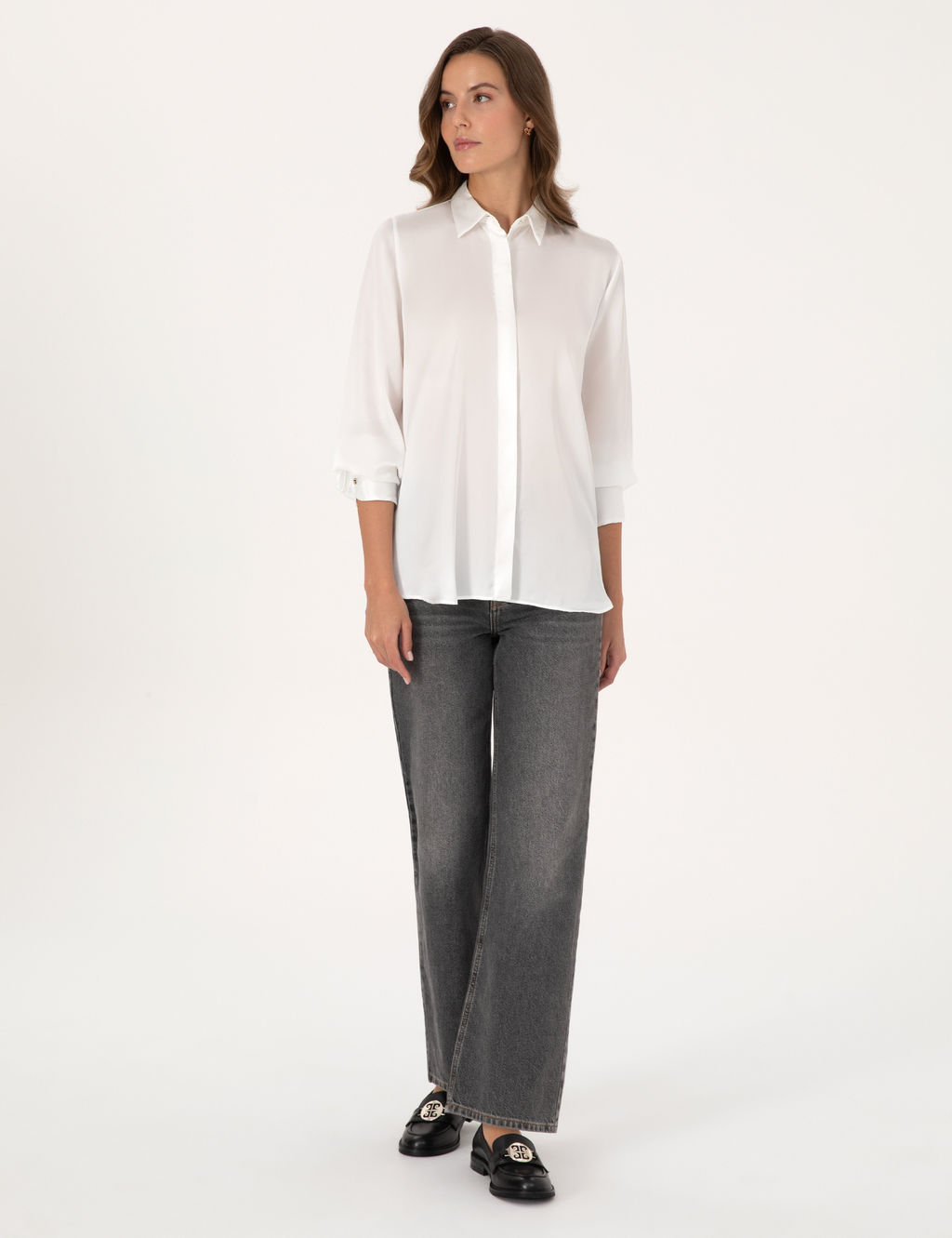 Ekru Comfort Fit Uzun Kollu G_mlek