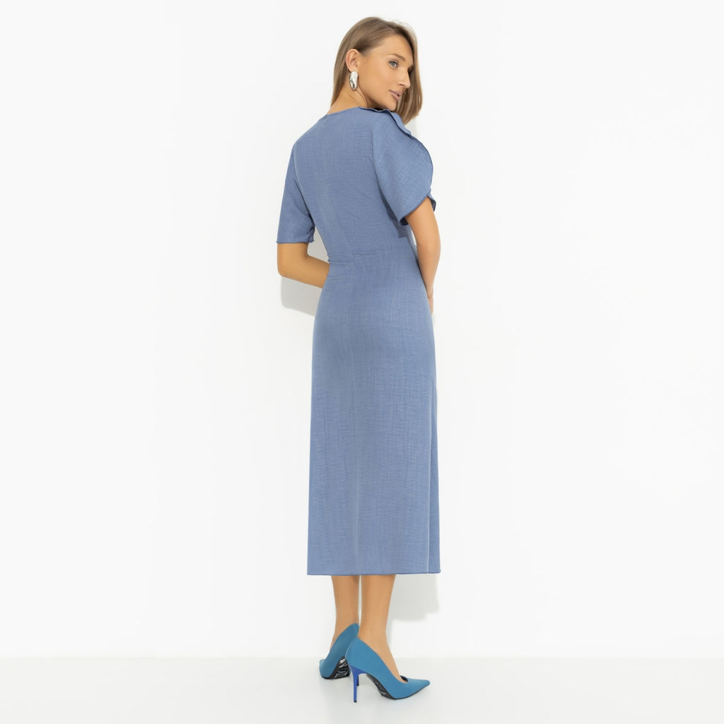 Платье с драпировкой и воланами, Прямое попадание (голубое) - Charutti фото 5